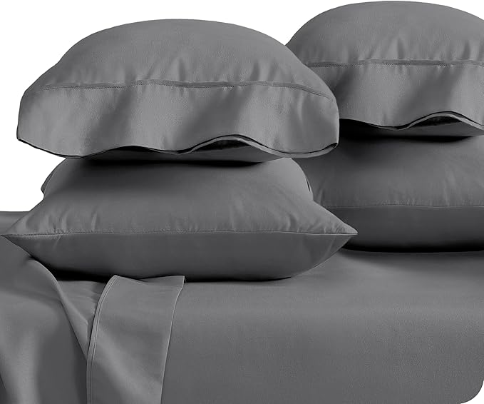 Bare Home Microfiber Bulk Pillow Cases - Standard/Queen Size Set of 4 - Cooling Pillowcases - Double Brushed - Grey Pillowcases 4 Pack - Easy Care (Standard - 4 Pack, Grey)