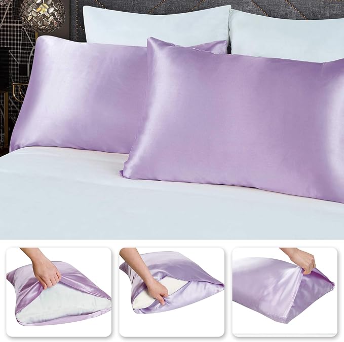 Tyfitb Satin Pillowcase Set for Hair & Skin Care – Cooling, Hypoallergenic, Anti-Frizz, Wrinkle-Free – Soft, Luxurious Pillowcases with Envelope Closure – 2-Pack, King Size 20x36, Gift-Ready