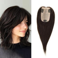 Hair Toppers for Women Real Human Hair, 3x5 Inch Injected Silk Base 12 Inch Length 130% Density No Bangs Hairpieces #1C Natural Black (Subtle Red Undertones in Sunlight)