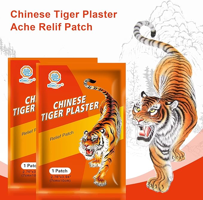 100 PCS Tiger Patches, Heat Patches, Chinese Red Tiger Hot Capsicum Patch, Relieving Back, Knee, Neck and Shoulder, Joint & Muscle