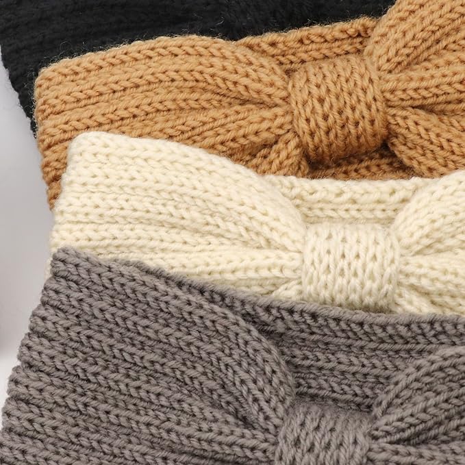 DRESHOW Knit Crochet Headband for Women Ear Warmer Soft Turban Stretch Warmer Headbands Winter Fashion Head Wrap