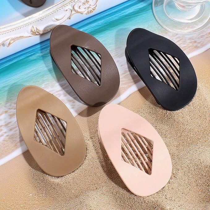 Matte Duckbill Claw Clips for Women, Strong Hold Flat Hair Clips for Thick Hair, Simple Elegant Resin Hair Clamps, Non-Slip Solid Color Hair Accessories for Work & Daily Use (B)