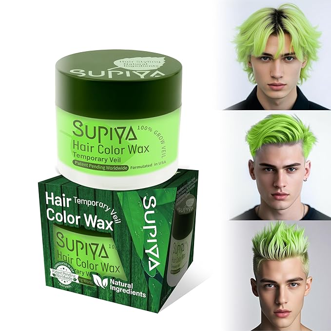 Temporary Hair Color Wax for Men - SUPIYA Washable Hair Wax Color, All-Day Hold Disposable Hair Wax for Christmas, Cosplay & Daily (Color #21W)