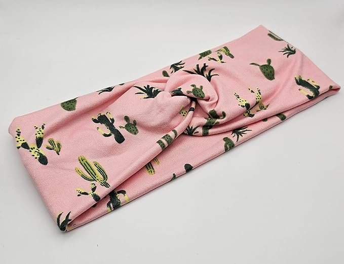 Soft Stretchy Headband, 3-in-1 Versatile Twist Style, One-Piece (Pink Cactus, Adult)