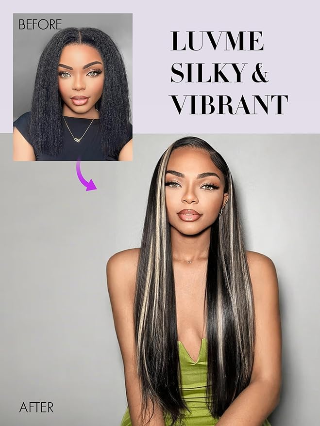 LUVME Balayage Clip in Hair Extensions, 135g 14 Inch Highlight Color Human Hair Extensions Thick Real Human Hair Clip on Double Weft Remy Hair