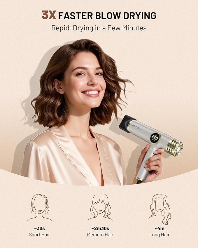 Infrared Ionic Hair Dryer with Diffuser - 2000W Dual Voltage Blow Dryer Gift for Women, Fast Drying, Frizz Control, Lightweight & Low Noise, Red Light & Negative Ions, European Travel 110V-240V