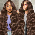 26 Inch Chocolate Brown Body Wave Lace Front Wigs Human Hair 200 Density 13x6 HD Lace Frontal Wigs Human Hair Brown Glueless Wig For Women Pre Plucked with Natural Hairline