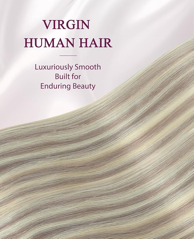 Pinkpearl Invisible Tape in Hair Extensions Human Hair, 20pcs 22inch 60g #18P60 Ash Blonde Highlighted Platinum Blonde Injection Tape in Extensions Real Remy Seamless Human Hair Injected