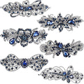 Geyoga 6 Pieces Vintage Hair Barrettes for Women Retro Flower French Pearl Crystal Rhinestones Clips Hair Pins for Women Styling Accessories(Deep Style)