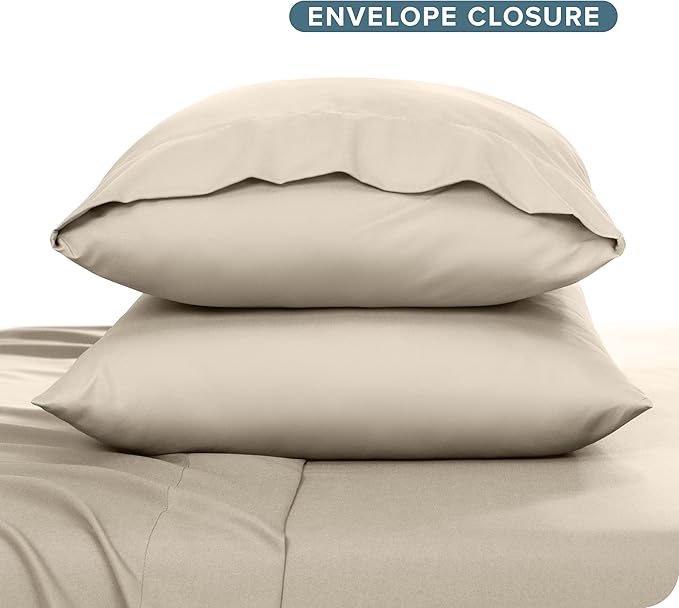 Bare Home Microfiber Pillow Cases - Toddler Size Set of 2 Cooling Pillowcases Double Brushed Sand Pack Easy Care (Toddler Pillowcase 2, Sand)