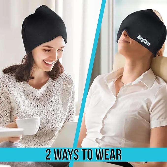 TEMP ZERO Migraine Relief Cold Cap, 360 Compression, Hot & Cold Recovery, Hangover Headache Cap, Tension & Stress Relief, Long-Lasting