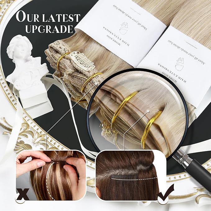 Moresoo Invisible Clip in Hair Extensions Silver Black Balayage Human Hair Clip in Extensions Black to Silver Grey Ombre Hair Extensions Clip in 18in 7pcs 120g