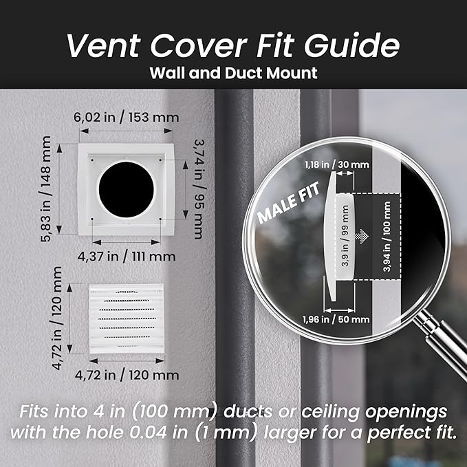 Repa Market 4 Inch Brown Dryer Vent Hood/Duct Cover for Walls or Ceiling/ABS Plastic Louvered Air Grille with Built-In Mesh Screen/Exhaust and Dryer Vent Covers for Indoor & Outdoor Use