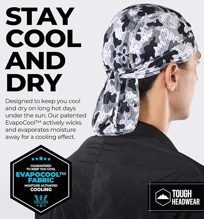 Cooling Helmet Liners - Do Rag Skull Caps for Men - Cooling Head Wraps, Hard Hat Liner - Motorcycle Pirate Bandana