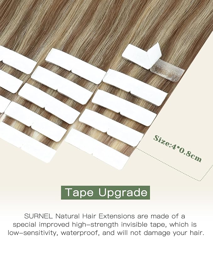 SURNEL Injected Tape in Hair Extensions 22Inch Golden Brown to Caramel Blonde Upgraded Seamless Remy Invisible Tape in Extensions Human 20 Pcs 50g(#102727,22)