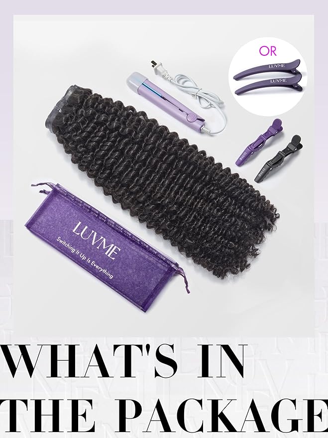 LUVME Hair Extensions Real Human Hair 135g 7pcs Natural Black Hair Extensions Kinky Curly Clip in Extensions 22 Inch Remy Human Hair for Women