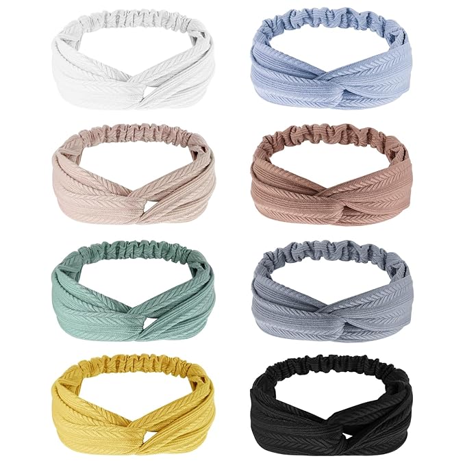 Elastic Knotted Headbands for Women Wheat Pattern Cloth Head Hair Bands for Women's Hair Non Slip Boho Wrap Twisted Hair Accessories