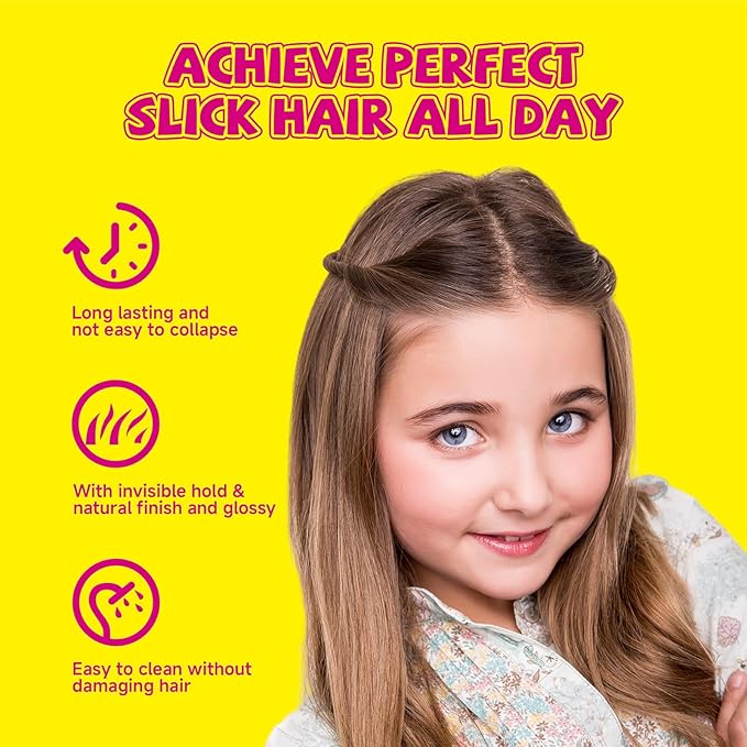 SEVICH Kids Hair Gel for Girls & Boys 80ml - Hair Finishing Stick Styling Gel for Kids, Plant-Based Formula with Comb Design, Frizz Control & Easy Wash (Cartoon Bottle)