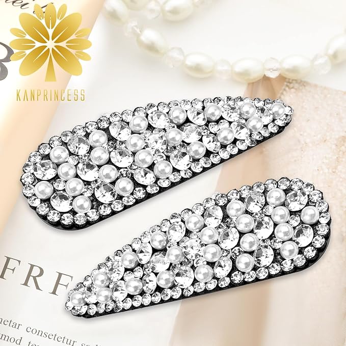 2PCS Rhinestone Hair Clips,Snap Hair Accessories,Decorative Hair Clips,Rhinestone Barrettes For Women Girls(SET12)