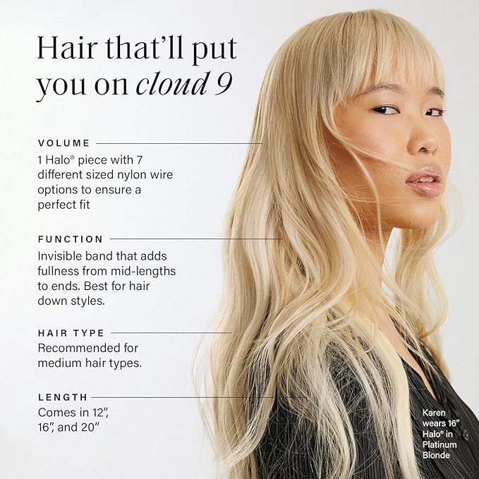 Luxy 100% Remy Human Hair – Halo Clip-In Hair Extensions –Natural Looking Volume & Length - One-Piece - Easy 5-Min Application 140 grams 16" Natural Blonde Balayage