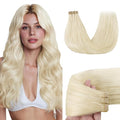 GOO GOO Tape in Hair Extensions Human Hair, 1000 Pure Platinum Blonde, 14inch 50g 20pcs, Skin Weft Seamless Invisible, Silky Straight with Thick Ends, Remy Human Hair