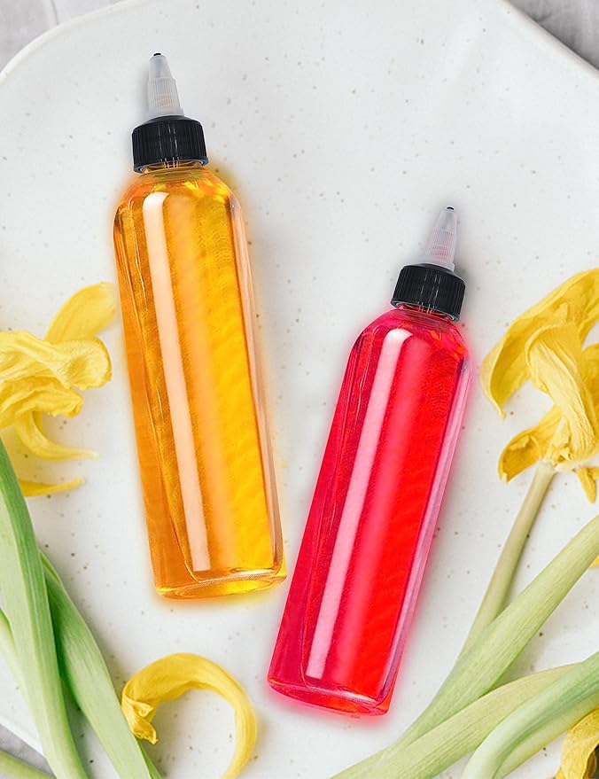 6 Pcs 8oz Plastic Squeeze Bottles with Twist Top Cap, 250ml Clear Dispensing Bottles, Empty Squirt Bottle for Liquids, Sauces, Arts, Crafts, Travel