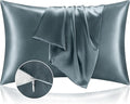 BEDELITE Satin Pillowcase with Zipper, Space Grey Pillow Cases Queen Size Set of 2, Super Soft and Cooling Similar to Silk Pillow Cases, Gift for Women Men(20x30 Inches)