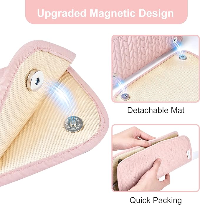 Hair Tools Travel Bag Karsyon Heat Resistant Mat Case Hot Tools Straightener, Curling Iron,Hair Dryers,Haircare Accessories Travel Essentials for Women 2 in 1 Organizer Bags (Pink)
