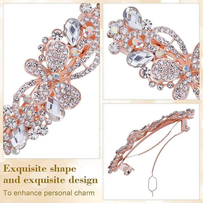 Joez Wonderful Rhinestone Hair Clip Sparkly Crystal Barrettes French Wedding Prom Engagement Pageant First Communion Hair Decorative Accessories for Women Bride (Rhinestone Butterfly White, 1 Pcs)
