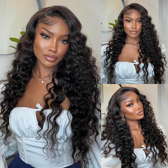 13x6 Loose Wave HD Lace Front Wigs Human Hair 200 Density 26 Inch 100% Real Human Hair 15A Loose Deep Wave Wig Human Hair Pre Plucked, No Synthetic Blend No Tangle No Shedding Triple Lifespan 3X