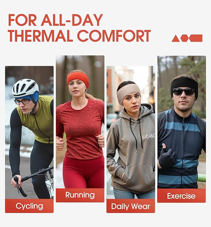 SUNMECI Lightweight Soft Fleece Headband - Breathable Ear Muffs for Men Women in Winter Running Cycling Ski Comfortable Warm for Clod Weather Sports