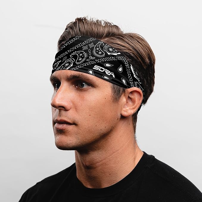 Suddora Paisley Print Bandana Headband, Multi-sport Boho Style Bandana, Non-slip Fabric, Unisex Head Accessory for Bikers