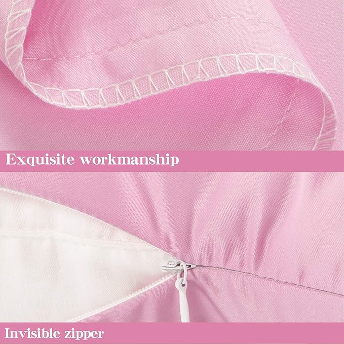 NTBAY Zippered Satin Body Pillow Pillowcase, Silky Slip Cooling Body Pillow Cover, Long Side Hidden Zipper, 20x54 Inches, Light Pink