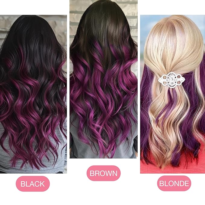 GOO GOO Tape in Hair Extensions Human Hair, Violet, 20inch 30g 10pcs, Colored Tape ins Human Hair Extensions, Silky&Soft Invisible Tape Ins, Hair Highlighted for Party
