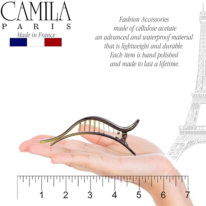Camila Paris CP922 French Hair Clip for Women, Alligator Clip, Duckbill Girls Hair Claw Clips Jaw Fashion Durable and Styling Hair Accessories for Women, Strong Hold No Slip Grip, Made in France