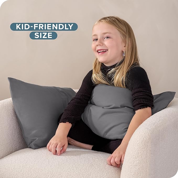 Bare Home Microfiber Pillow Cases - Toddler Size Set of 2 Cooling Pillowcases Double Brushed Grey Pack Easy Care (Toddler Pillowcase 2, Grey)