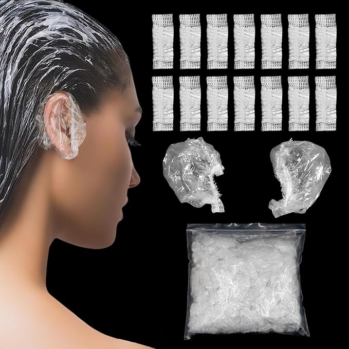 200Pcs Clear Disposable Ear Covers Waterproof Ear Covers Protectors for Hair Dye, Shower, Bathing Hair Dye Spa Salon Beauty Treatments
