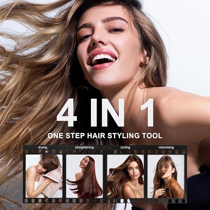 Dual Voltage Travel Dryer Styler in One, 2 Inch Oval Jet Brush for Worldwide Use, 110-240V European Hair Dryer & Volumizer with Universal Adapter