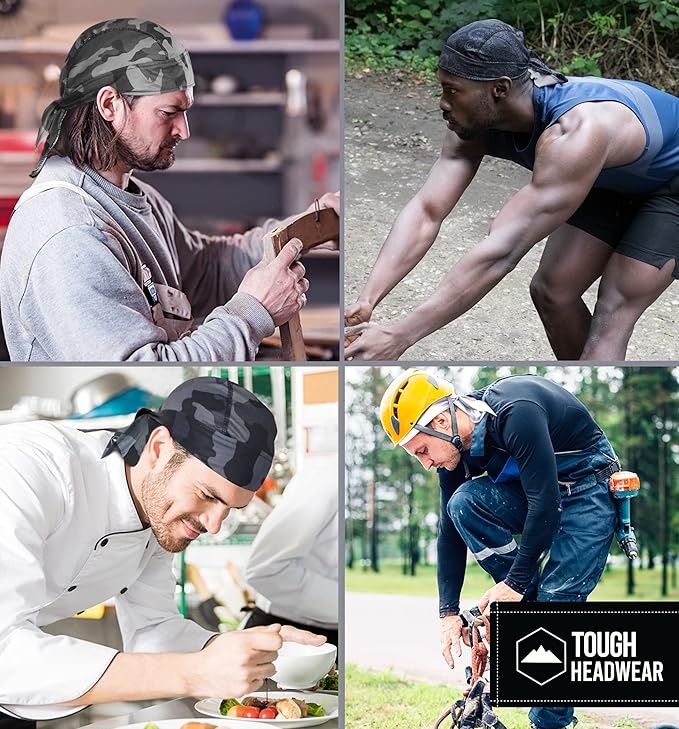 Cooling Helmet Liners - Do Rag Skull Caps for Men - Cooling Head Wraps, Hard Hat Liner - Motorcycle Pirate Bandana
