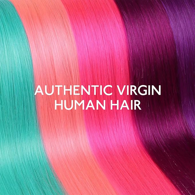 WENNALIFE Green Clip in Hair Extensions Real Human Hair 35g 6pcs 24 Inch Colored Hair Extensions for Kids Women Colorful Hair Pieces Pop-up Style Straight Extensiones De Cabello Humano Con Clip