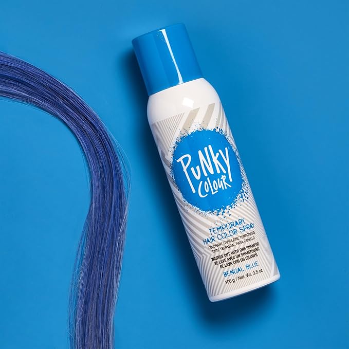 Punky Temporary Hair Color Spray, Bengal Blue, Non-Sticky, Non-Damaging, Travel Size Hair Dye for Instant Vivid Hair Color, 3.5 oz