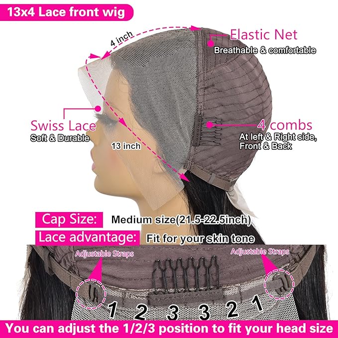 14 inch Short Bob Wigs 13x4 Frontal Bob Transparent Lace Front Wigs Human Hair Pre Plucked Brazilian Virgin Hair Wigs for Black Women Natural Black