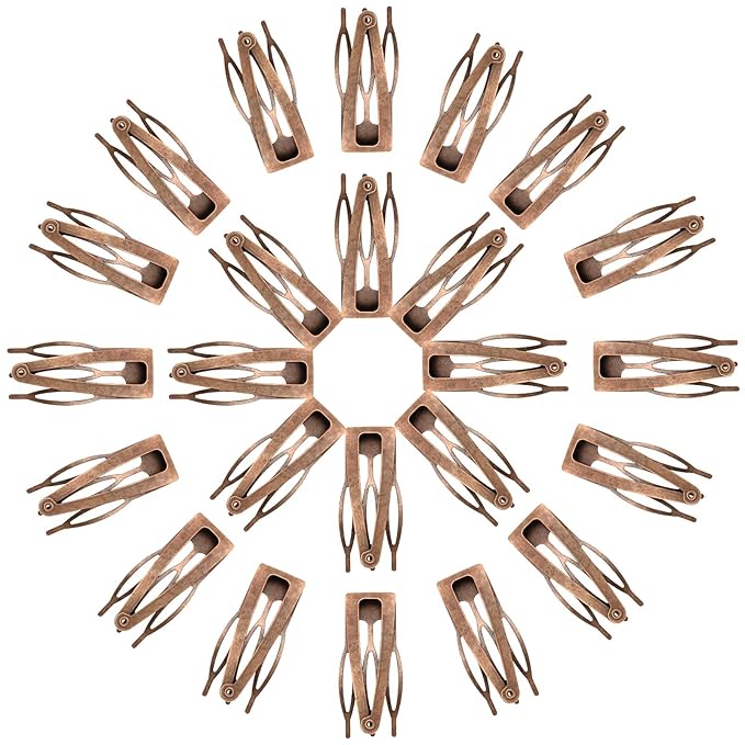Chinco 24 Pcs Double Grip Hair Clips Metal Snap Clips Women Barrettes for Hair Making, Salon Supplies(Red Ancient Bronze,2 Inch)
