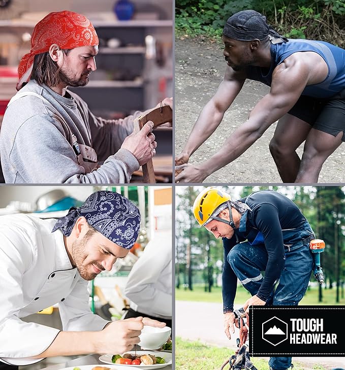 Cooling Helmet Liners - Do Rag Skull Caps for Men - Cooling Head Wraps, Hard Hat Liner - Motorcycle Pirate Bandana