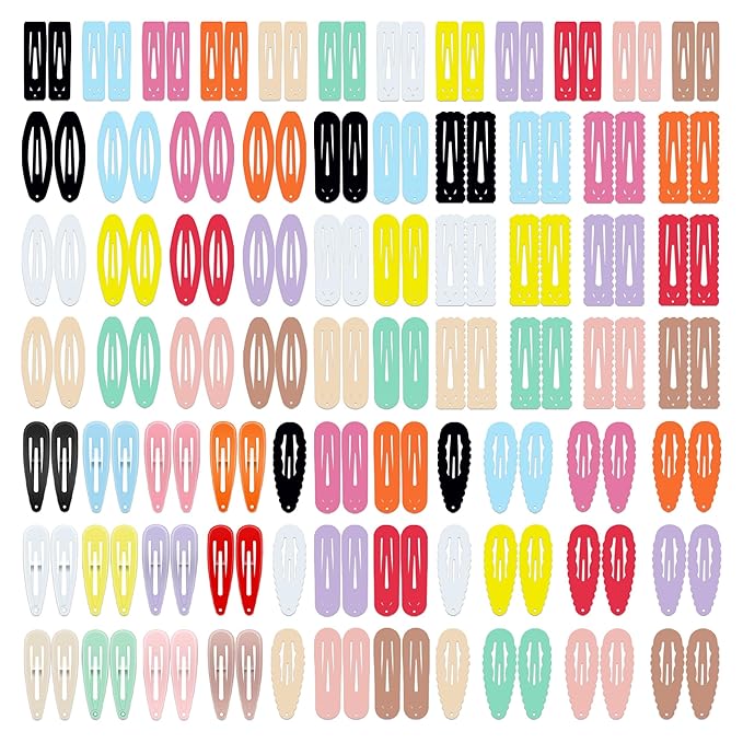 144Pcs 2 Inch Hair Snap Clips for Girls, Kids, and Toddlers – Colorful Snap Hair Clips for Girls(6 Styles and 12 Assorted Colors)