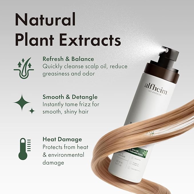 ALFHEIM Rosemary+ Purifying Leave-In Spray Conditioning & Refreshing Spray for Oily & Fine Hair with Rosemary, Peppermint & Jojoba Oils – Mist – Lightweight, Smooths & Revives – 5.4 oz / 160 ml