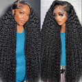 32 Inch Deep Wave Lace Front Wigs Human Hair, 13x6 HD Lace, 200% Density, Curly, Water Wave, Glueless, Black, Female, 1 Count