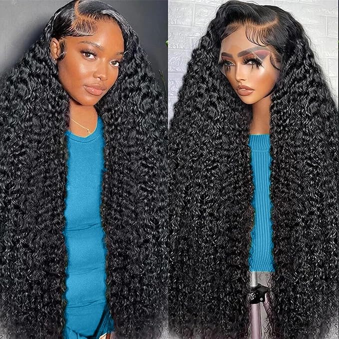 28 Inch Deep Wave Lace Front Wigs Human Hair 13x6 HD Lace Front Wigs Human Hair Pre Plcked Curly Human Hair Wig for Women 200% Density Water Wave Lace Front Wigs Human Hair With Baby Hair
