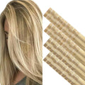 GOO GOO Invisi Edge Tape in Hair Extensions Human Hair, 16/22 Light Blonde Highlighted Golden Blonde 20pcs injected with 20pcs classical tape ins, 10inch 60g, Virgin Remy Hair, Natural Look