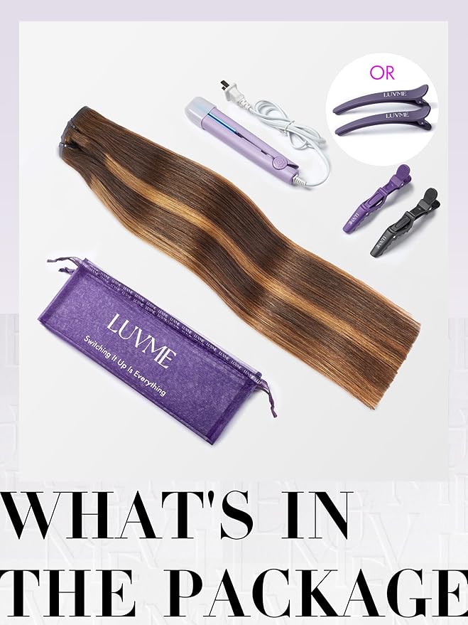 LUVME Seamless Clip in Hair Extensions Human Hair, 16 Inch 135g 9pcs #4/27 Hair Extensions Clip in Human Hair Silky Straight Remy Human Hair Extensions